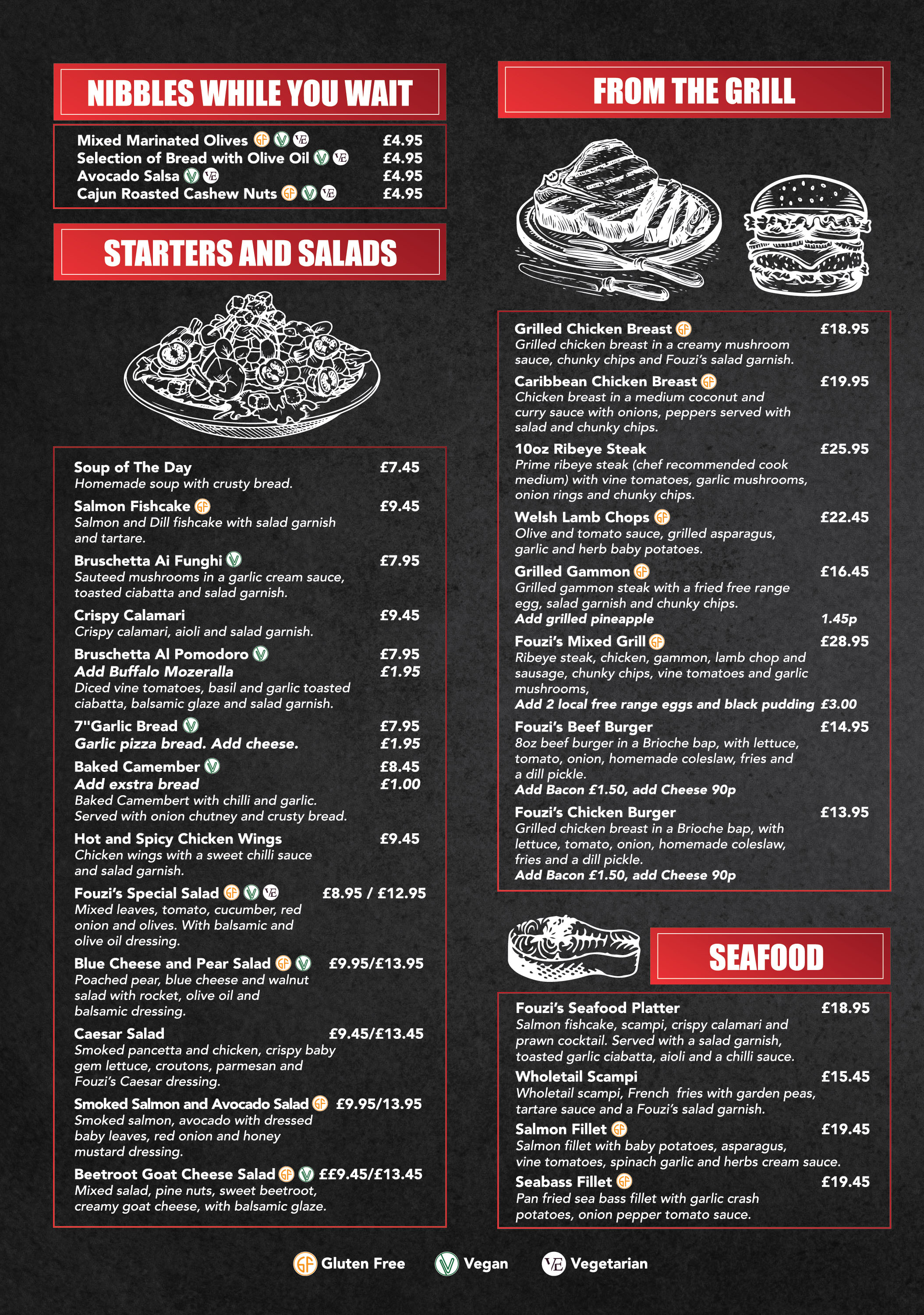 STARTERS & GRILLS & SEAFOOD