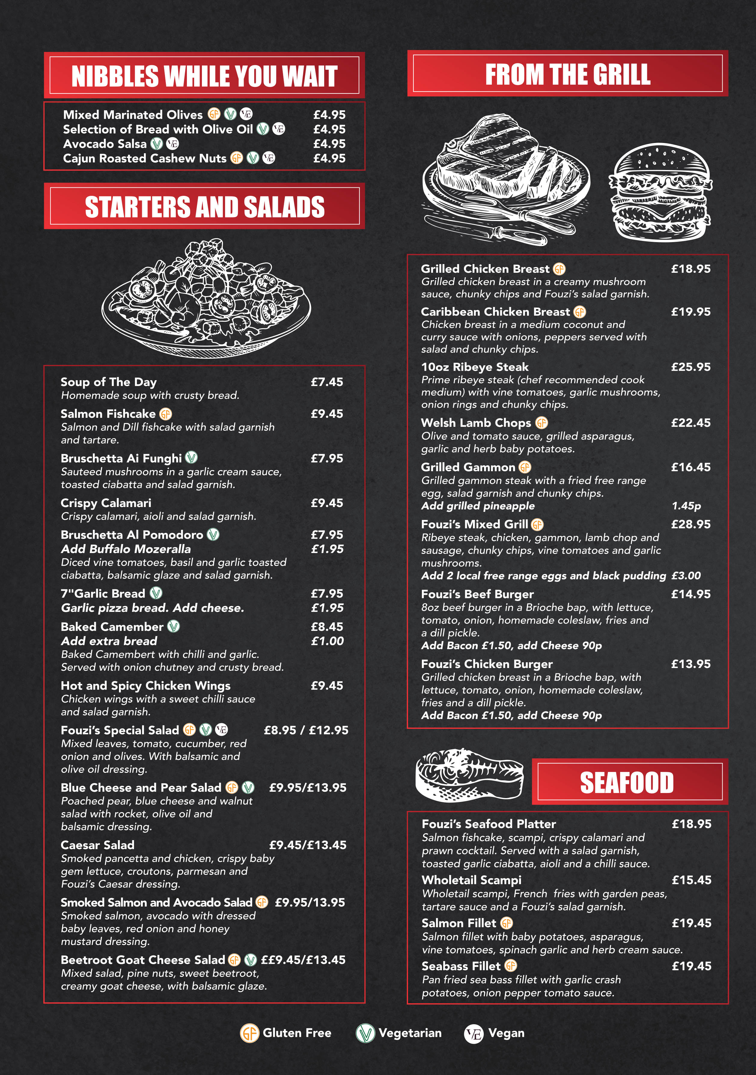 STARTERS & GRILLS & SEAFOOD