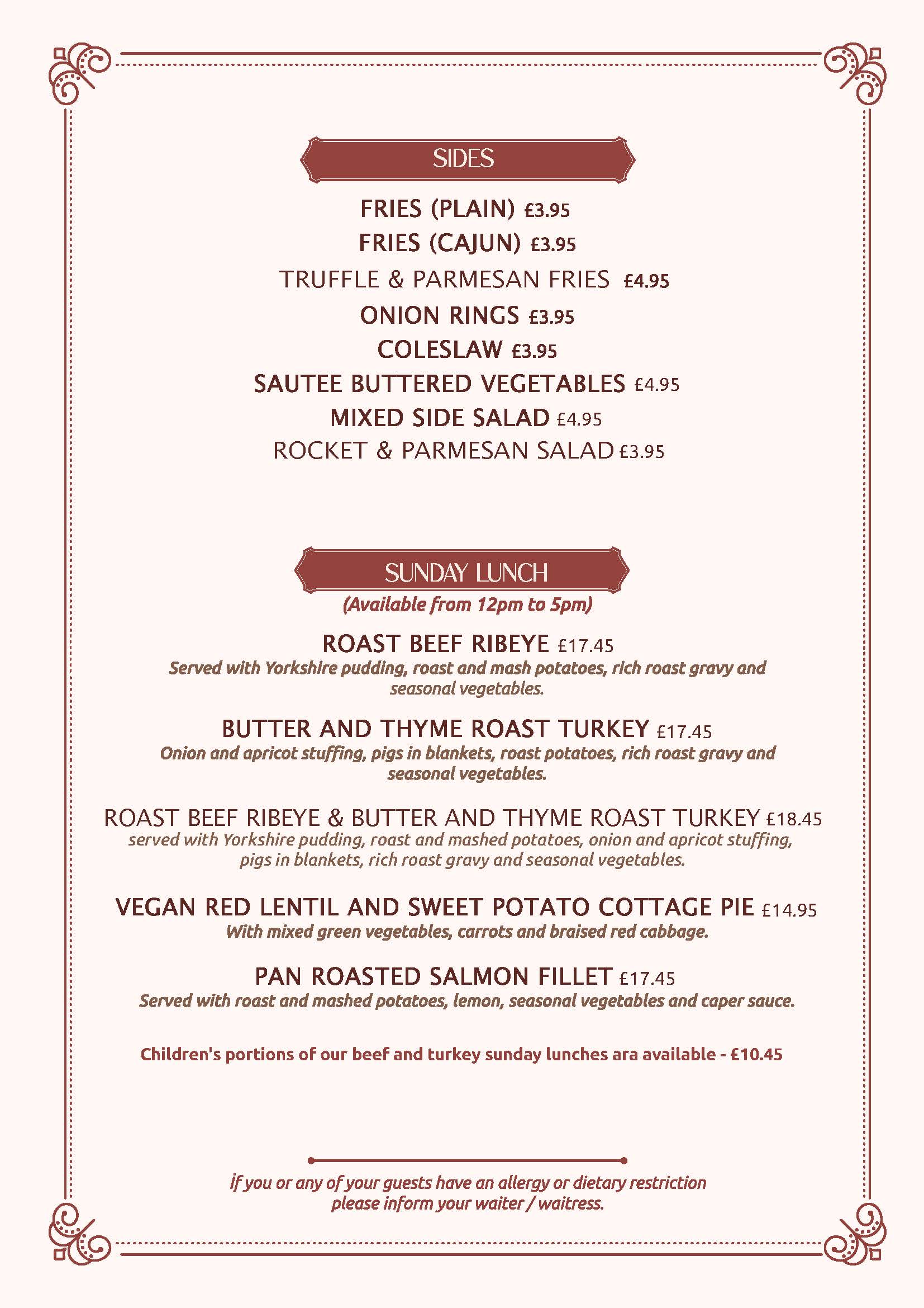 SIDES & SUNDAY LUNCH