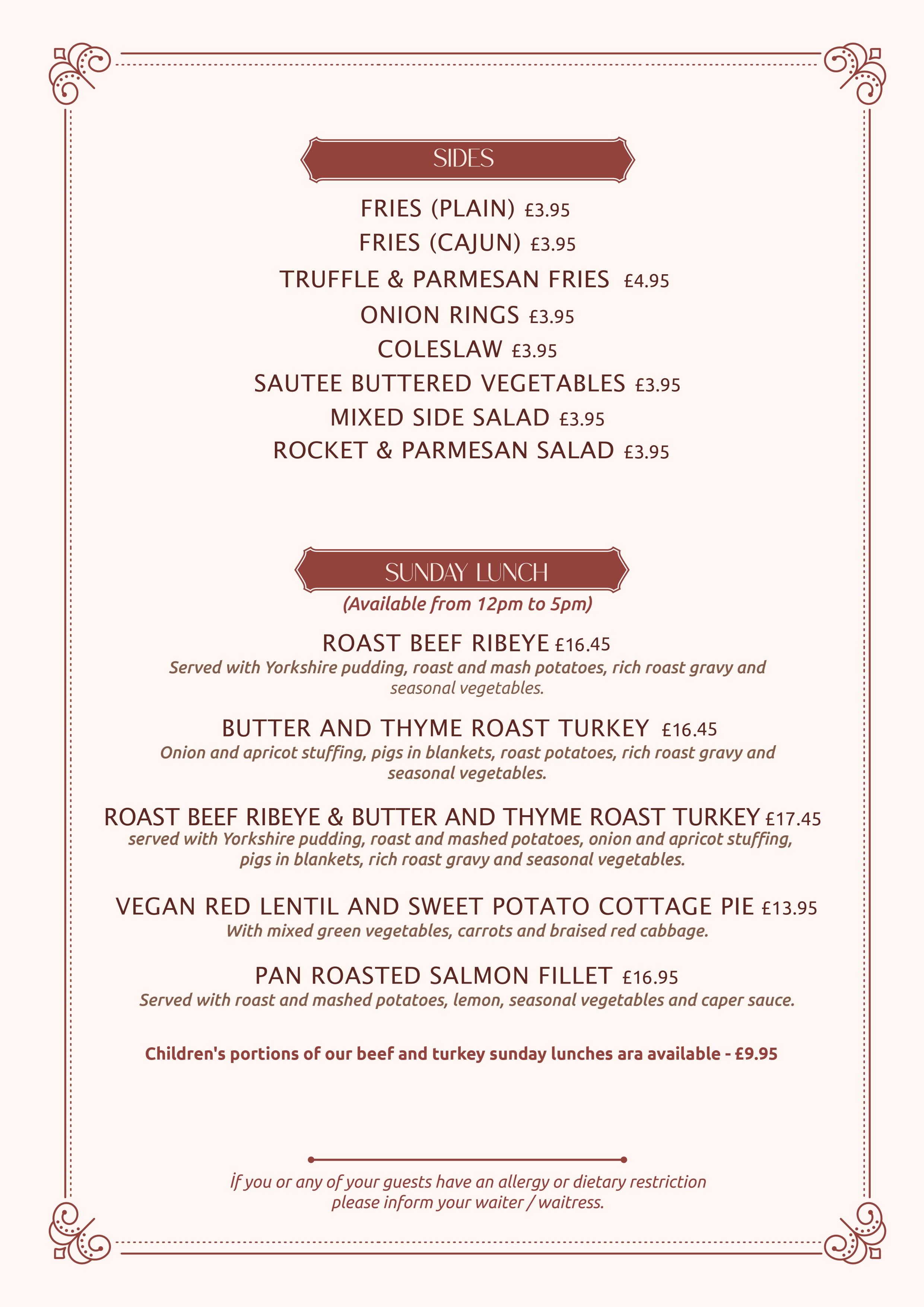 SIDES & SUNDAY LUNCH